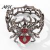 Dark Aesthetic Hand Jewelry Vintage Rhinestone Spider Bracelet, Gothic Punk Adjustable Stretch Bangle Web Party Gift for Men Women, Mysterious