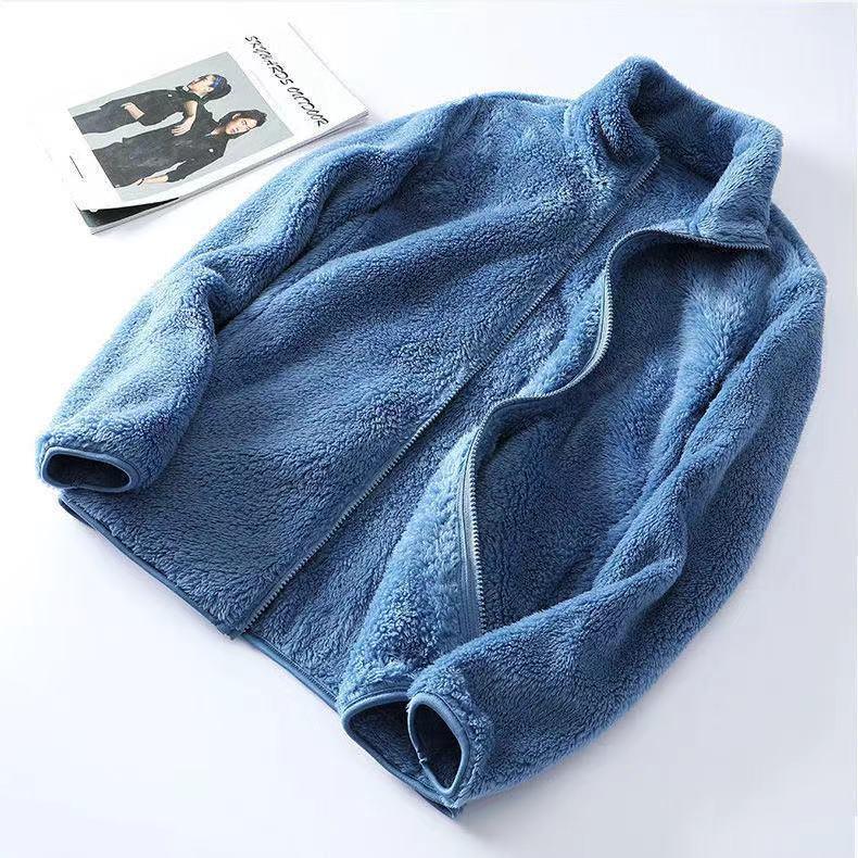 Women's Double-Sided Fleece Jacket - Plus-Size, Thick Velvet, Warm High Collar, Loose Fit, Autumn/Winter Polar Fleece Cardigan.