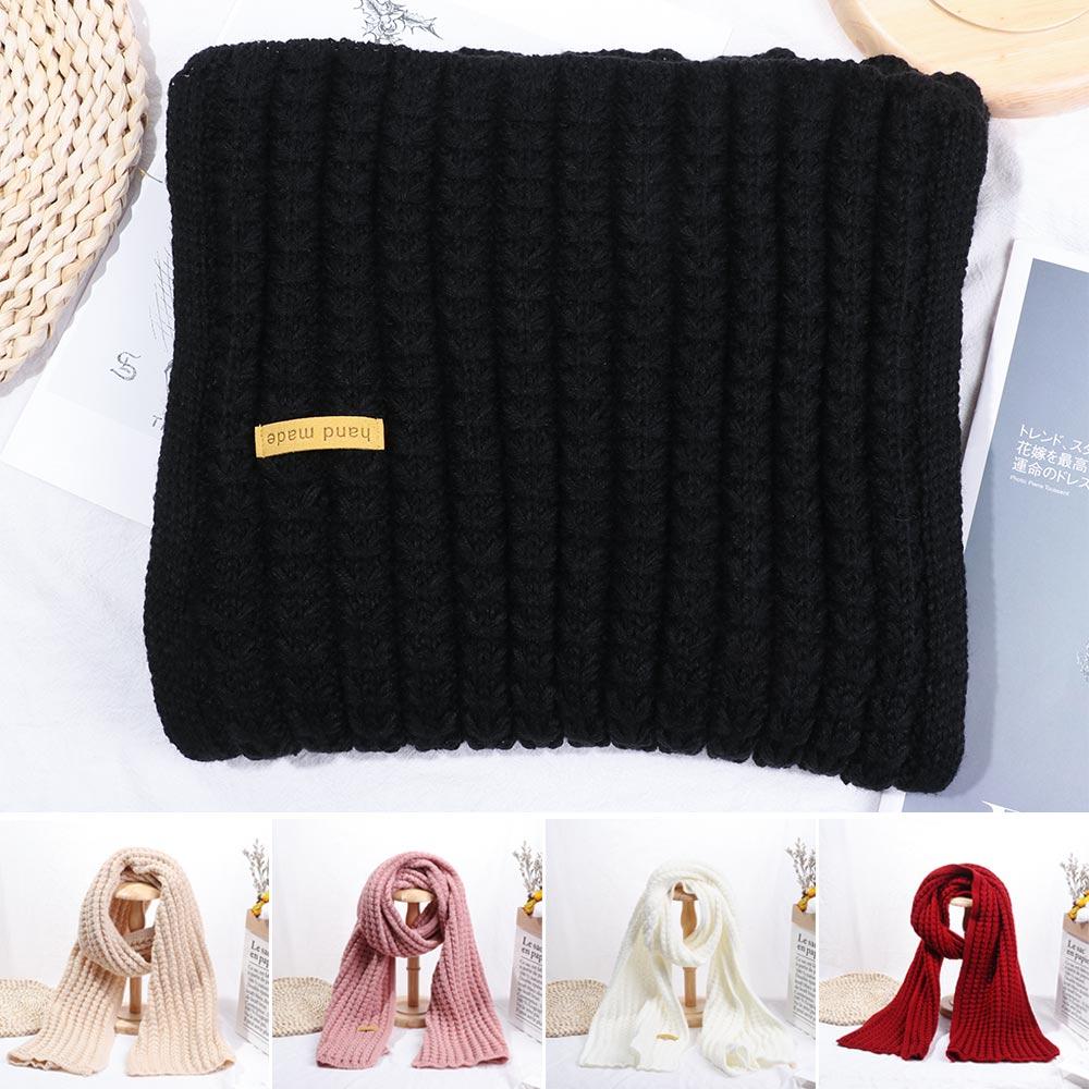 Fashion Outdoor Winter Warm Long Scarves Knitted Scarf Solid Color Vintage