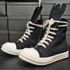 Роскошный бренд Пара обуви Классические черные парусиновые высокие кеды Повседневные женские кроссовки Круглый носок Шнуровка Молнии Плоский каблук Мужские ботильоны