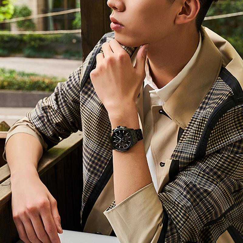 Casio Edifice Series Three Dial Six Needle Artificial Sapphire Mirror Fashion Classic Waterproof Solar Quartz Movement Watch EFB-670SBC-1AVUPR