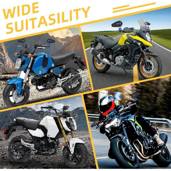 Зеркала для мотоцикла на руль, зеркала-заглушки на руль 7/8 дюйма, совместимые с Honda Grom MSX125 Z650 Z125 Pro Z750 Z800 MT-07 MT-03