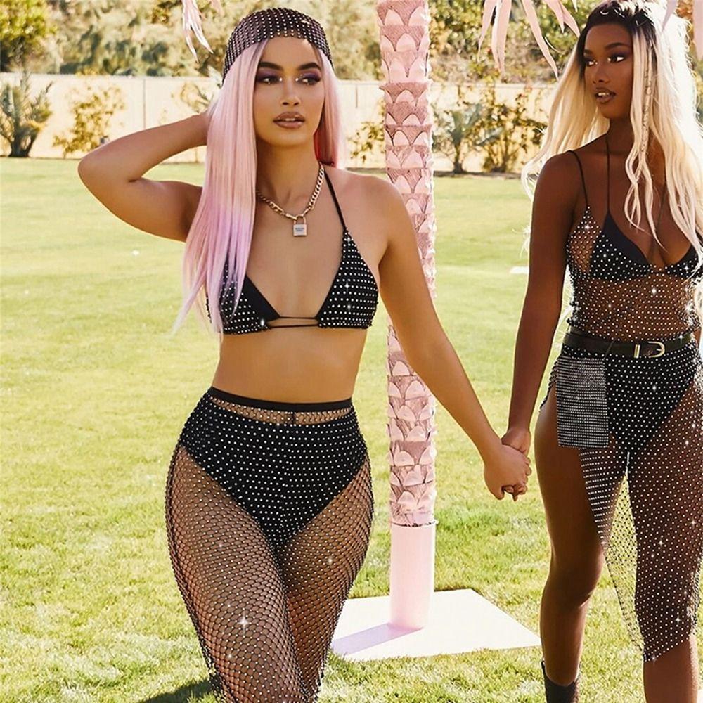 Girl Hair Accessories Bling Turban Mesh Head Scarf Cap Rhinestone Headband Women Hair Scarf