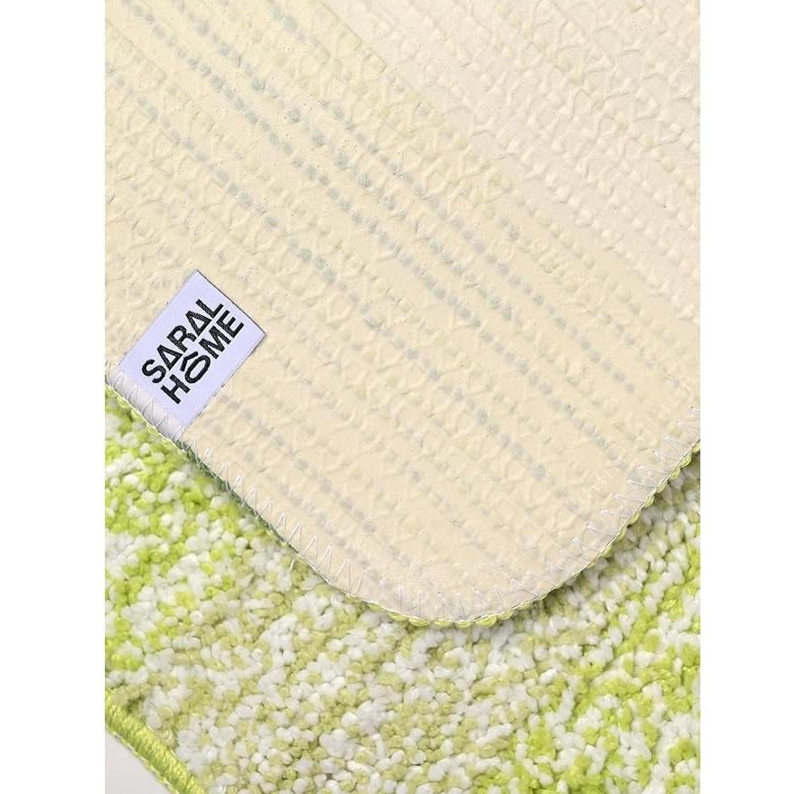 Домашний мягкий нескользящий коврик для ванной из микрофибры - Упаковка из 2 штук, 35x50 см, Зеленый