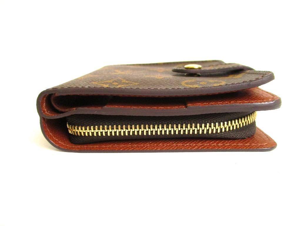 Authentic LOUIS VUITTON Monogram Brown Leather Bifold Wallet Compact Zippe #9789 Refurbished
