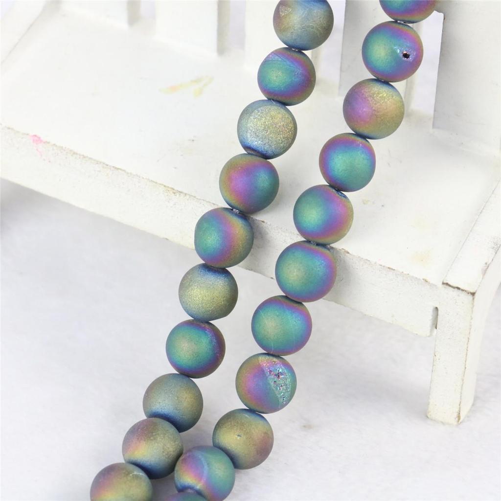 10mm Purple Gold Color Round Crystal Cave Agates Onyx Loose Beads Women Girls Accessories Parts for Jewelry Making Design