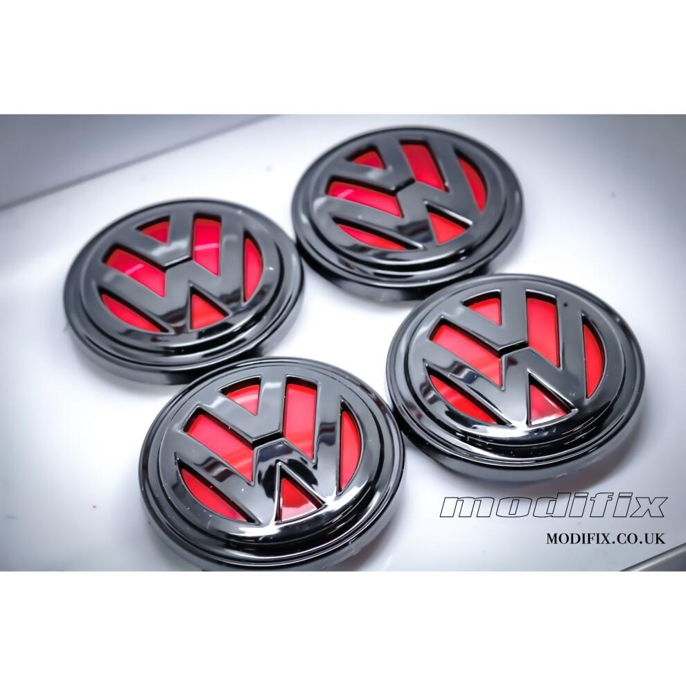 MODIFIX-CO-UK Колпачки ступицы колеса для VW, глянцевые, красные и черные, из сплава, 4 шт., для VW Golf MK7 Passat Tiguan, 66 мм