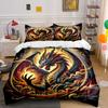 Fiery Dragon Art Set Decor Bedding Set with 1 Duvet Cover 2 Pillowcases Single Double King Queen, Gift