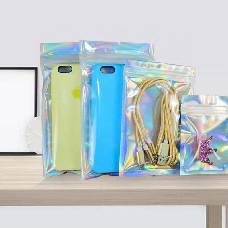 100pcs Resealable Laser Bags For Necklace Food Storage Bags Pouch Bag Necklace Jewelry Gift Packaging Kitchen Storage Bag