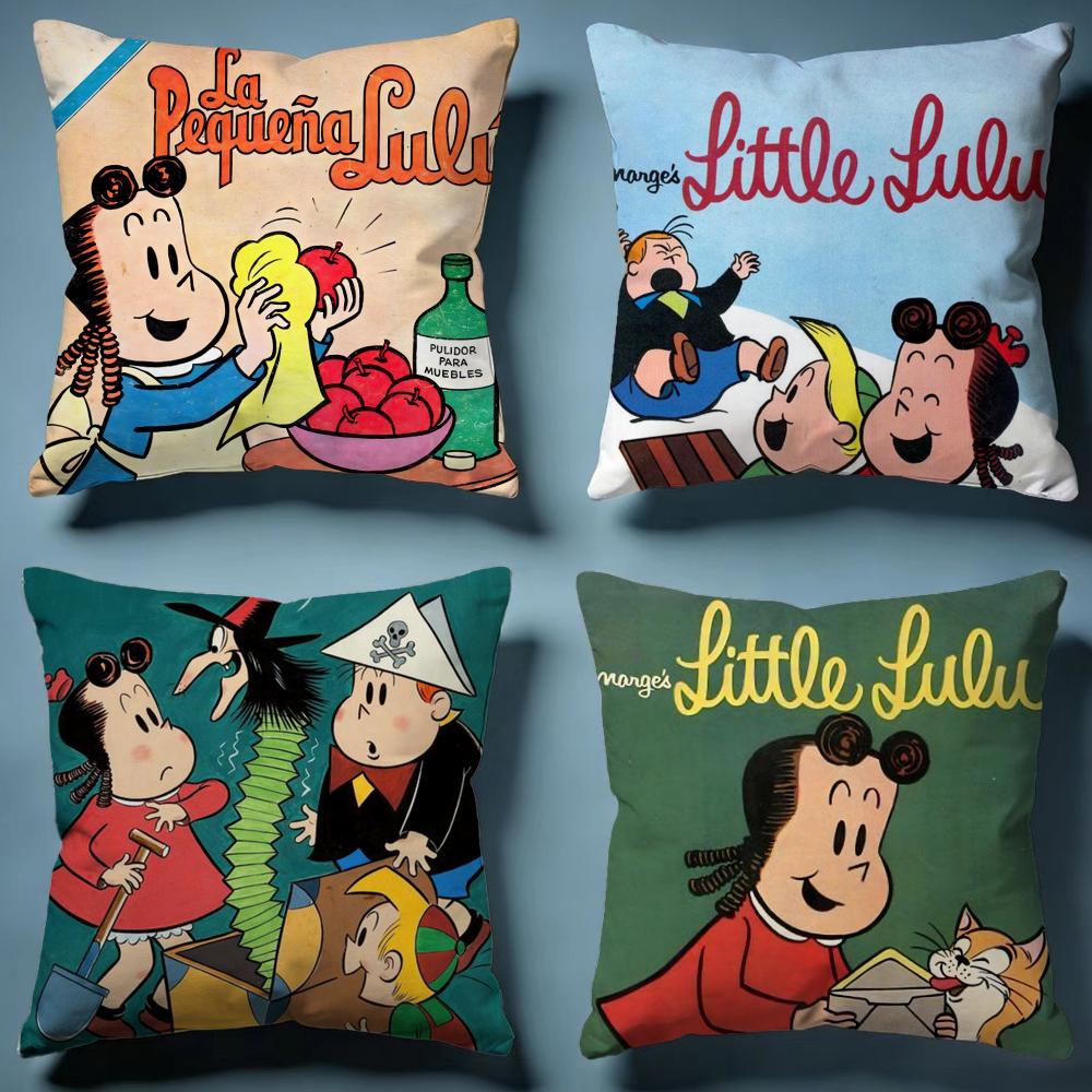 Fashion TThe Little Lulu Showful Cushion Cover Soft Decorative Pillow Case Suitable for Bedroom Sofa Car Travel Use