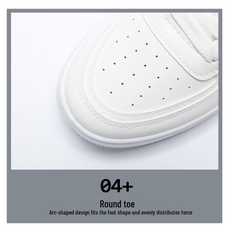 Мужские белые кроссовки в корейском стиле: Дышащая, модная, универсальная, повседневная обувь на толстой подошве