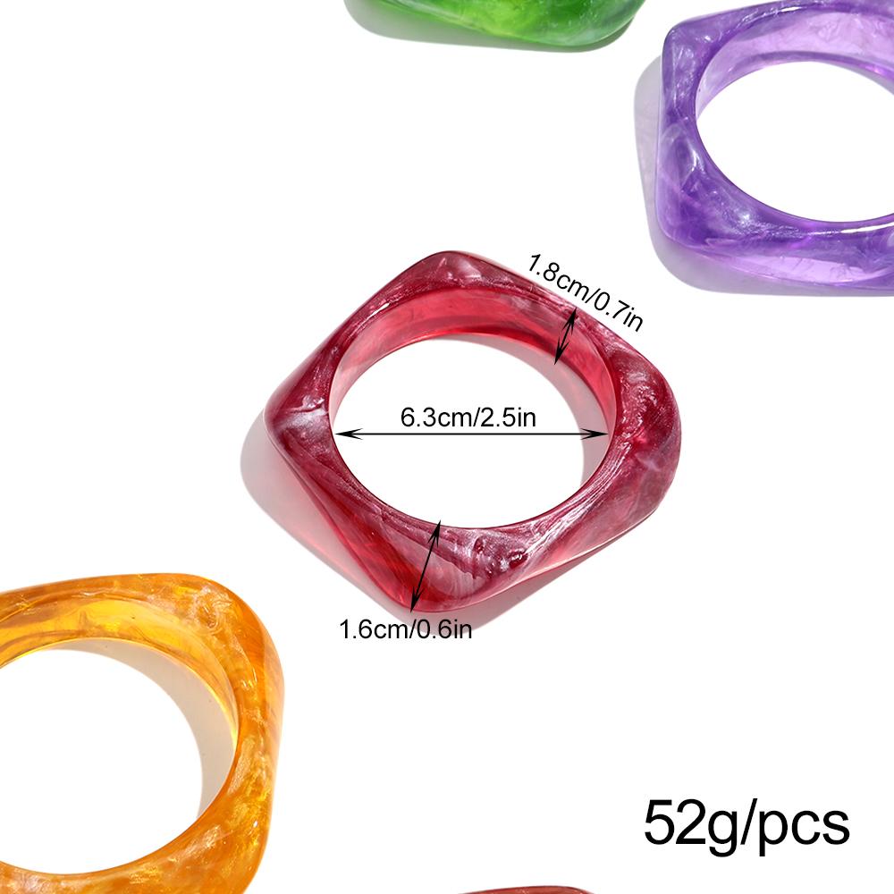 Exaggerated Big Irregular Square Acrylic Bangle for Women Pearlescent Colorful Resin Geometric Cuff Bracelet Trendy Jewelry Gift
