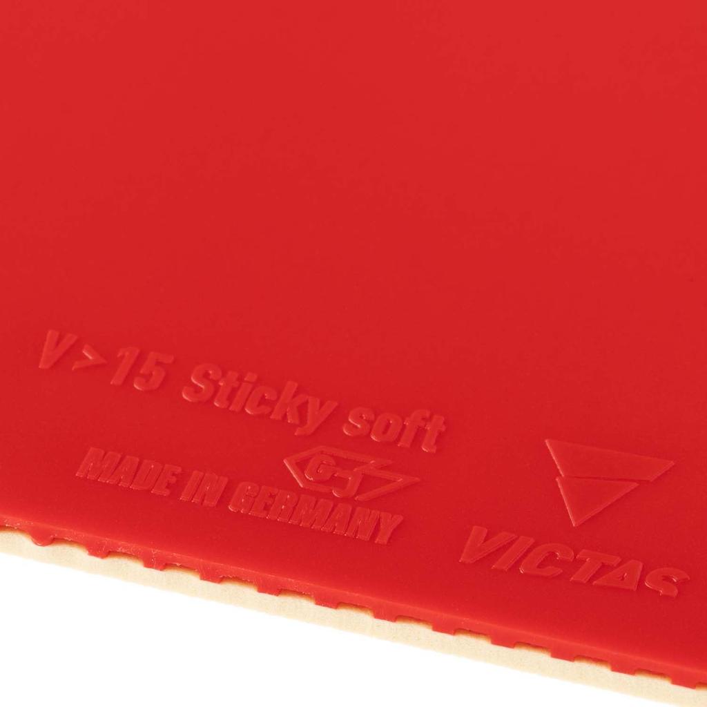Victas Table Tennis Rubber Sticky Slightly High Energy V>15 Soft, Adhesive, Tension, Red, 2.0 (Product Code 200130)