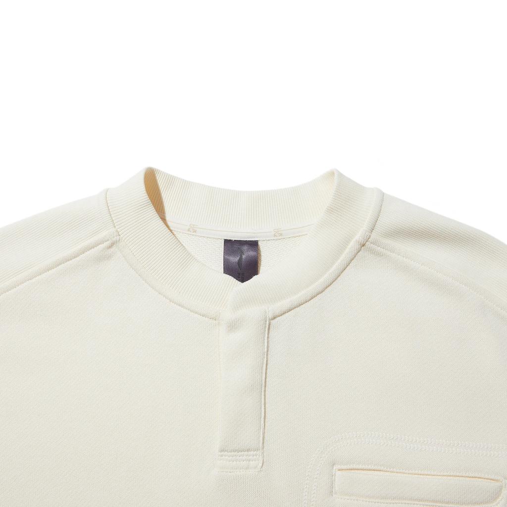 Li Ning X Jackie Chan Collaboration Kung Fu Series Solid Color Crew Neck Sweatshirt Men Sweatshirt Paper-White AWDT671-3