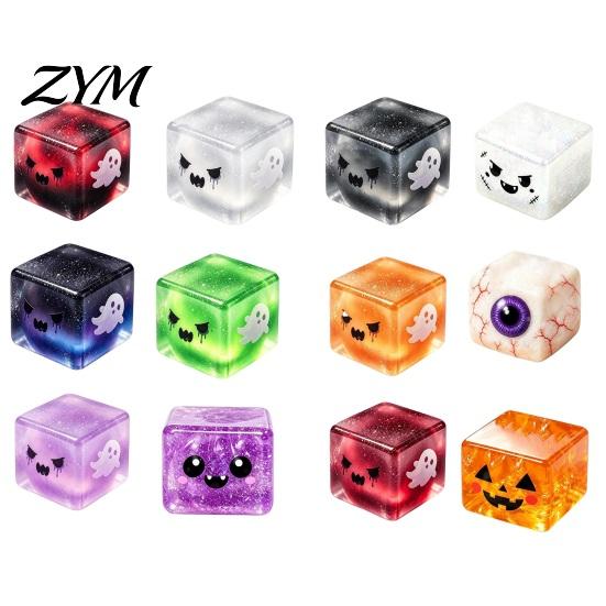 Unique Board Game Dice Accessories Halloween Ghost Squeeze Cube, Glitter Slow Rising Fidget Toy, Rebound Pinch Toys Soft Decompression Sensory Toy for