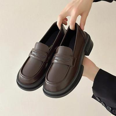 Модные женские туфли на каблуках, коричневые, черные, британские, женские, кожаные туфли, роскошные, лакированные, туфли-лодочки на квадратном каблуке JK Uniform Shoes