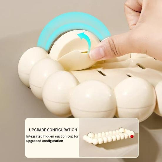Suction Cup Storage Rack Waterproof Bathroom Rack Wall Mounted Storage Shelf Push-to-Lock Vacuum Seal Organizer Shelf for Kitchen Bathroom