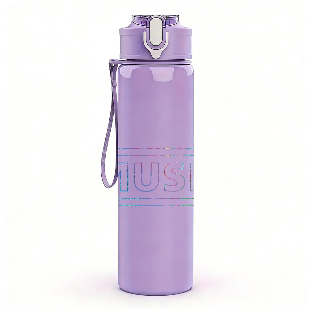 PC Pastel Music Text Minimalist Print 750ml colorful plastic sports water bottle leakproof pop up lid with straw for outdoor work home use