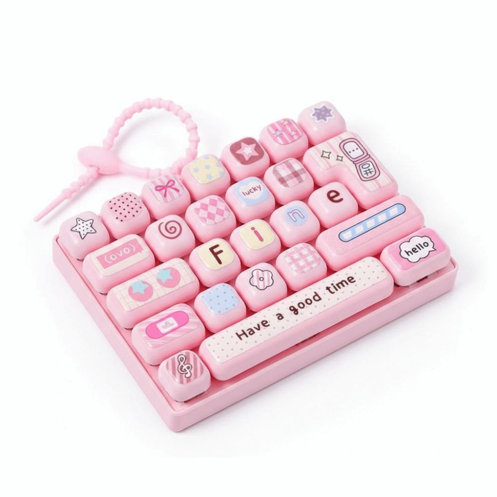 Colorful Fidget Keychain Toy Keycap Clicker Keyboard Keychain 26 Button Keychain Toy Holiday Gift