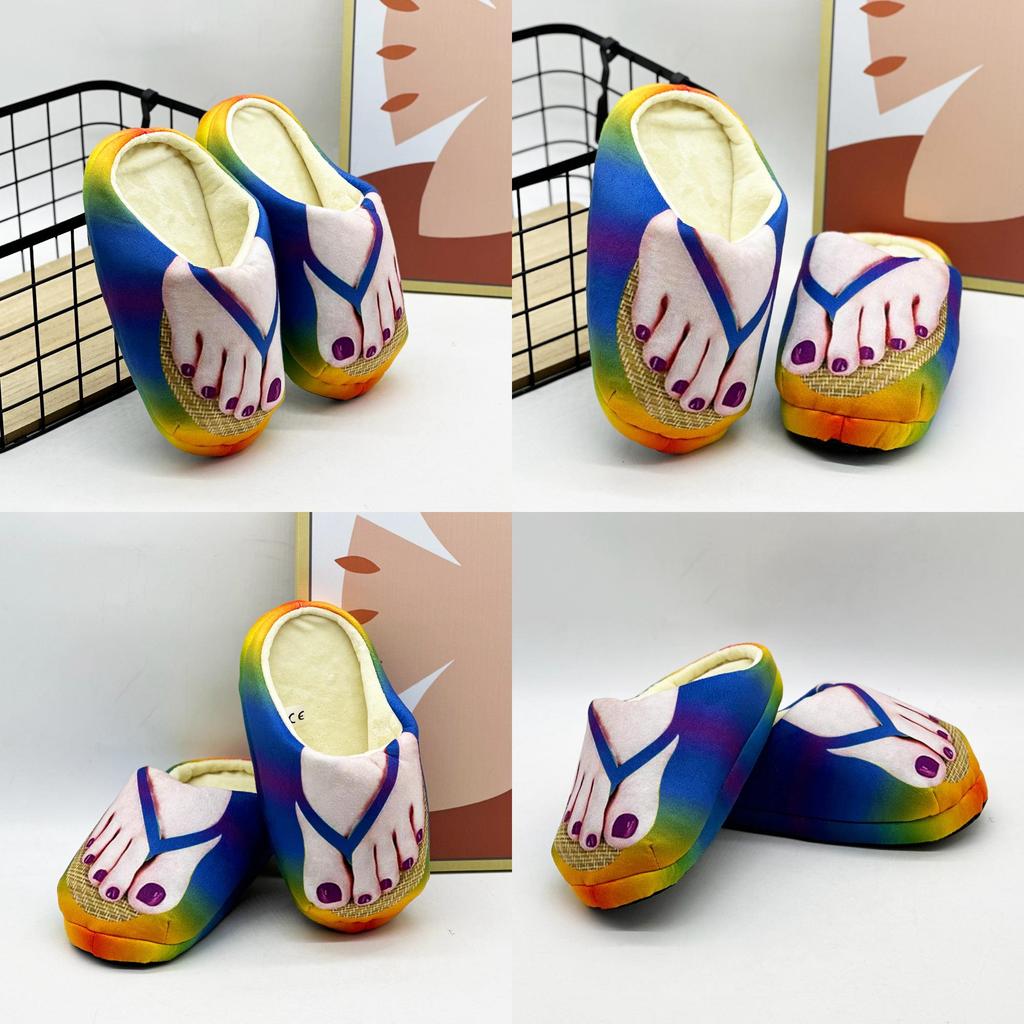 Cartoon Celebrity Toe Slippers With Plush Material For Home Comfort And Casual Wear