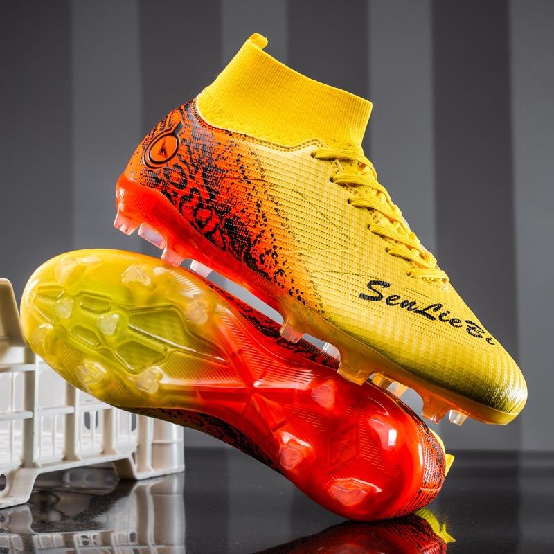 Новые бутсы с высоким верхом, для занятий спортом на открытом воздухе, для студентов мужского и женского пола, бутсы с шипами, для профессиональных игр, бутсы с длинными шипами