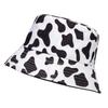 Fashion Cow Print Black Spotted Pattern Fisherman Hat Couple Outdoor Travel Sunscreen Hats Foldable Double-sided Bucket Cap Hip Hop Caps