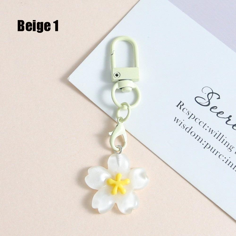 Cute Colorful Flower Pendant Keychains Women Bag Earphone Case Pendant DIY Accessories Car Key Ring Girl Candy Color Key Chains