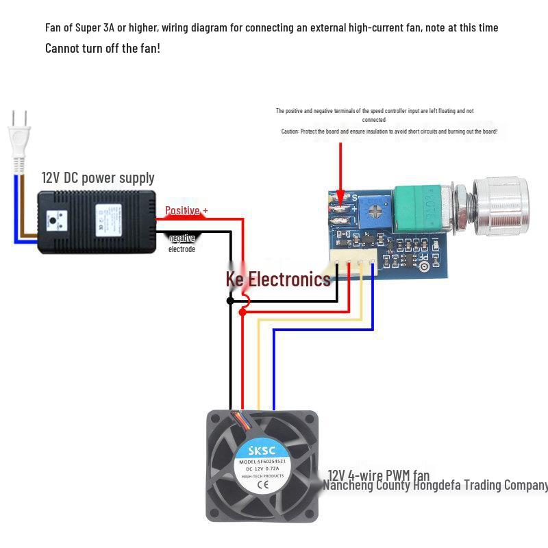 Ручной PWM-контроллер скорости вентилятора DC12V с переключателем, 4-проводной, шумоподавление, 3А