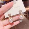 Korean Crystal Heart Drop Earrings For Women Elegant Pearl Zircon Earring Girls Fashion Sweet Jewelry Gifts Accessories