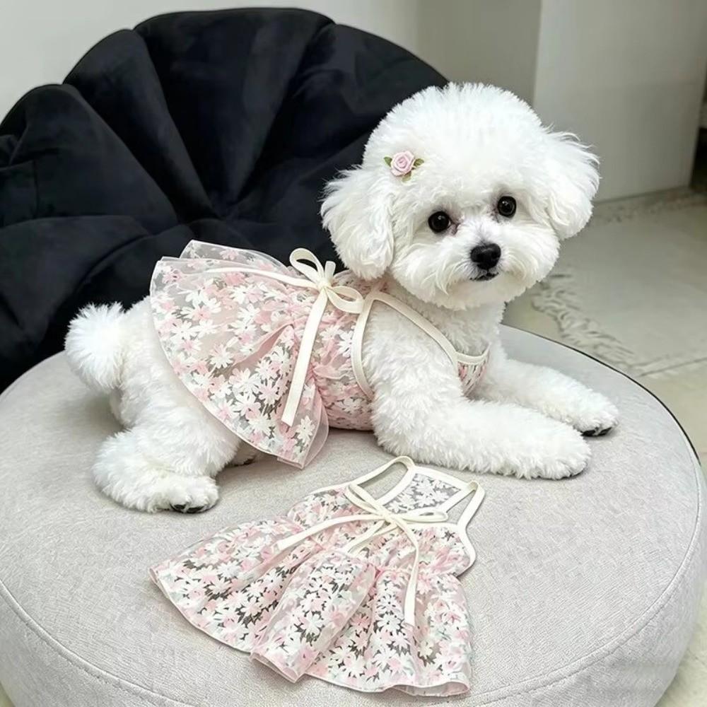 Floral Print Dog Dress Lightweight Dog Skirt New Pet Princess Dress Puppies
