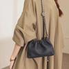 2024 Trendy Pleated Leather Cloud Bag with Gold Chain – Women's Small Square Shoulder Messenger