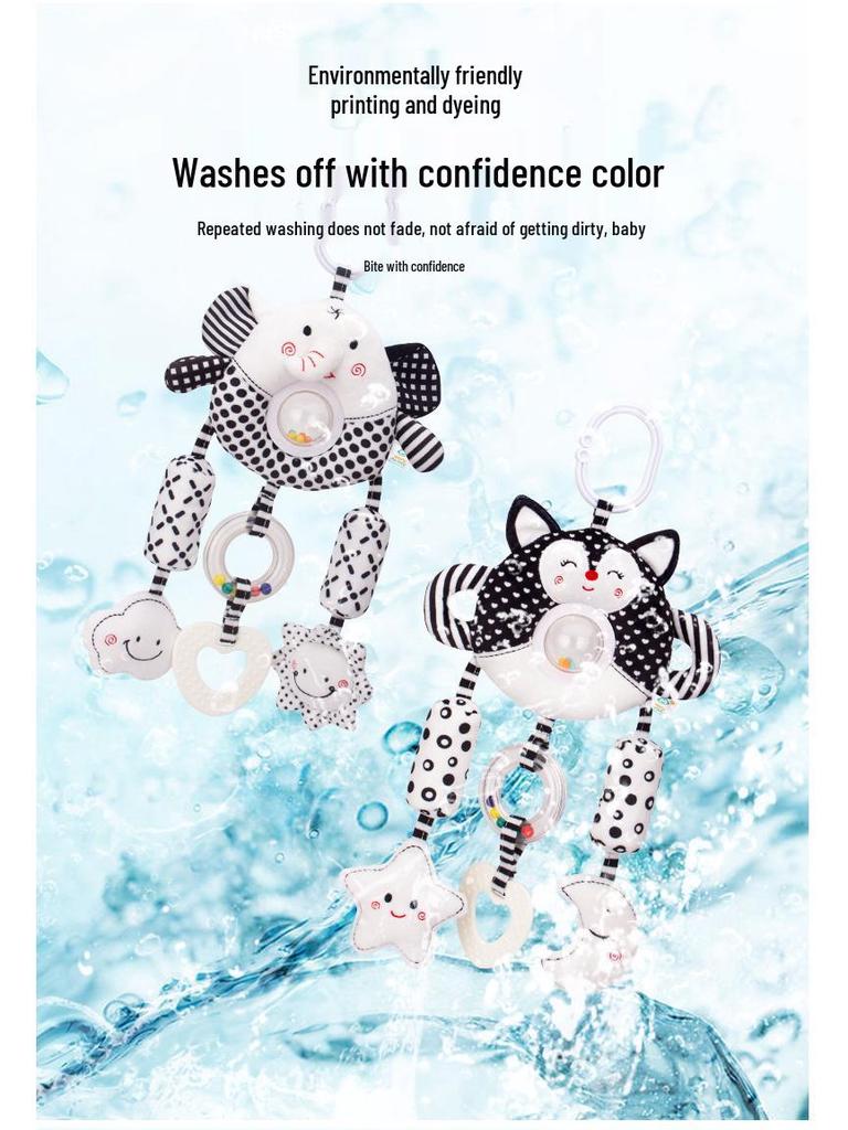 Happy Monkey Black & White Baby Rattle and Stroller Wind Chime
