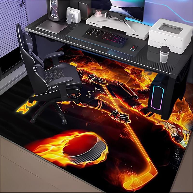 1PC Custom Name Hockey Player Artwork Theme Floor Mat Ideal for Living Room, Game Rooms, Office, Bedroom Floor Mat Playful Design