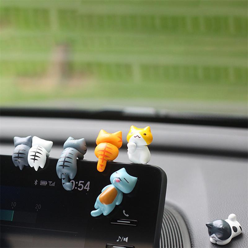 6Pcs Creative Cute Car Inner Ornament Center Console Cartoon Doll Tripper Decoration