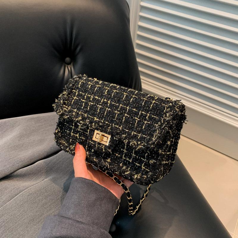 Weaving A Niche Temperament and Fashionable Small Fragrant Style Bag Spring and Summer Fabric Chain New Single Shoulder Crossbody Carrying Bag