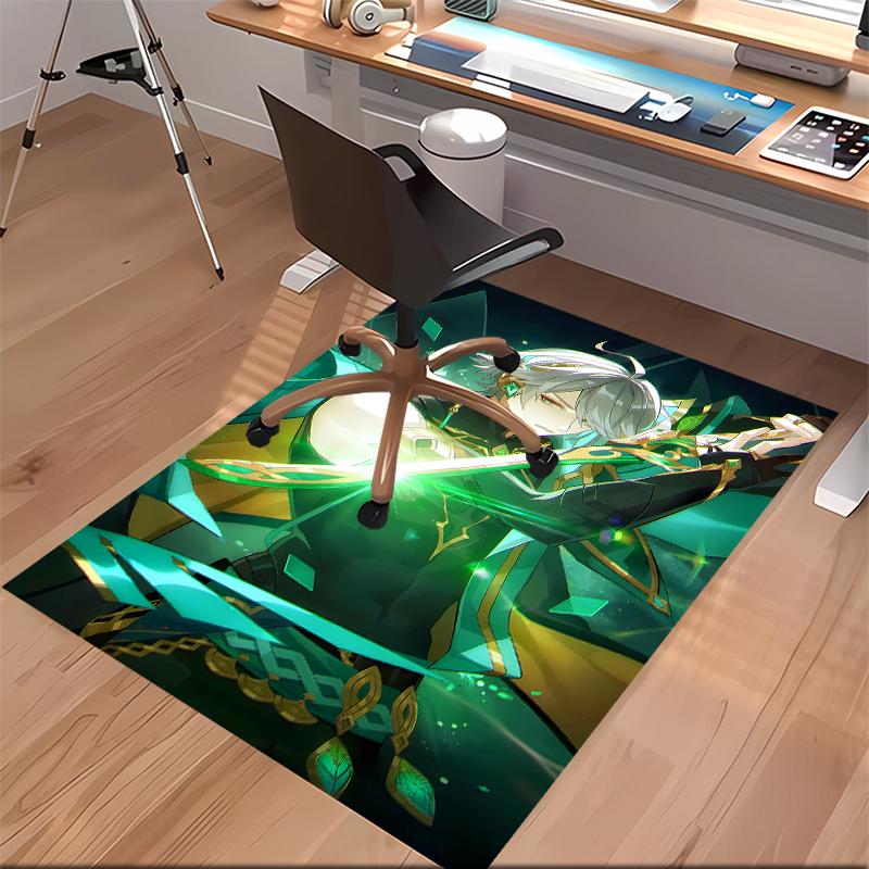 1pc Genshin Impact characters3 Print Area Rug - Soft, Washable Non-Slip Indoor Mat for Office Chairs, Living Room, Home Office Decorative Rug