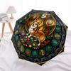 Dog Nature Mandala pattern umbrella, portable and foldable design, 8 ribs, a casual accessory for Halloween, Christmas, and birthday gifts.