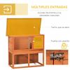 Rabbit Hutch, Wooden, 90 x 45 x 80 cm, Metal Run, Asphalt Roof, Tray and Ramp, Natural