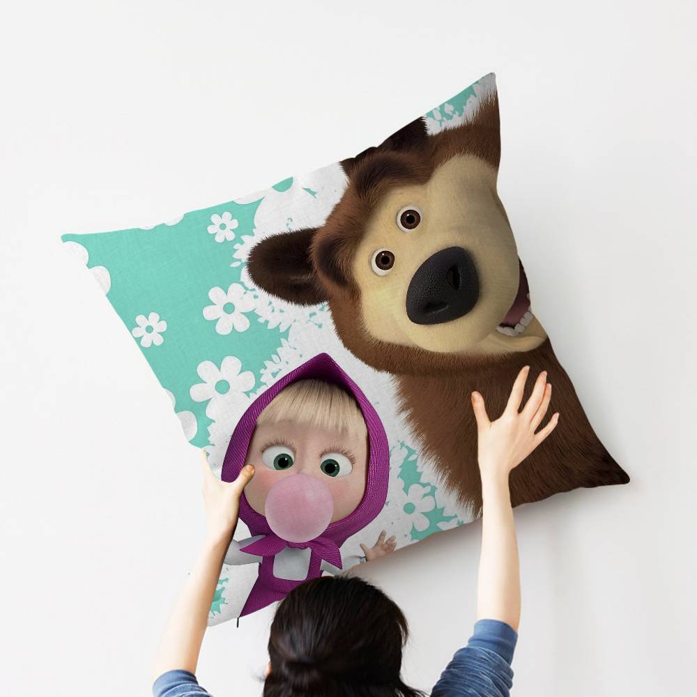 MMasha And BBears Personalized picture text home decorative pillows Household Gifts 45x45cm