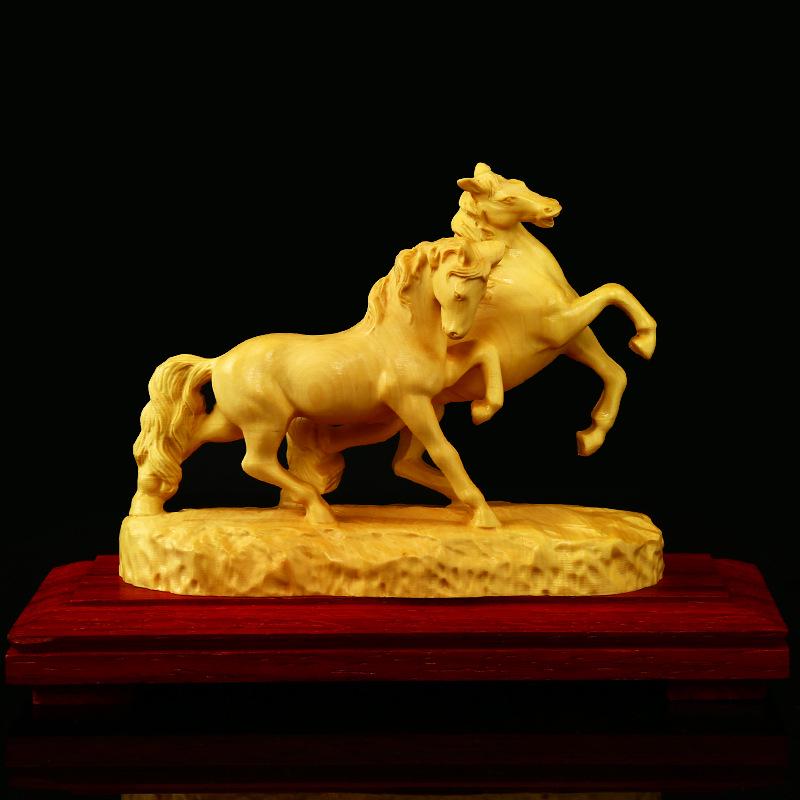 Самшит, ручная резьба по дереву, креативное украшение для дома, украшение в виде животного, лошади, коллекция подарков