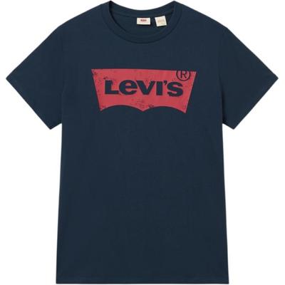 Levis Удобная Повседневная Свободная Футболка с Круглым Вырезом и Коротким Рукавом Унисекс Футболки Темно-Синий 002A0-0002