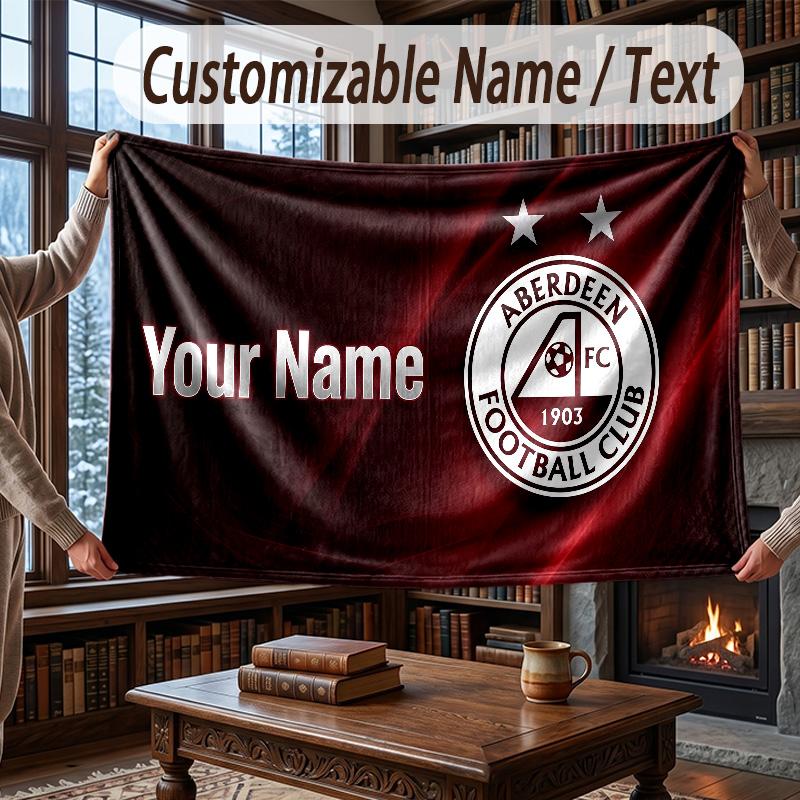 Custom Name Flannel Throw Blanket Aberdeen FC Pattern Warm Home Decoration