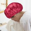 Nightcap with Elastic Band 2-layered Extra Large Sleeping Satin Bonnet Smooth High Density Women Braids Curly Night Hat Sleeping Cap for Home Salon