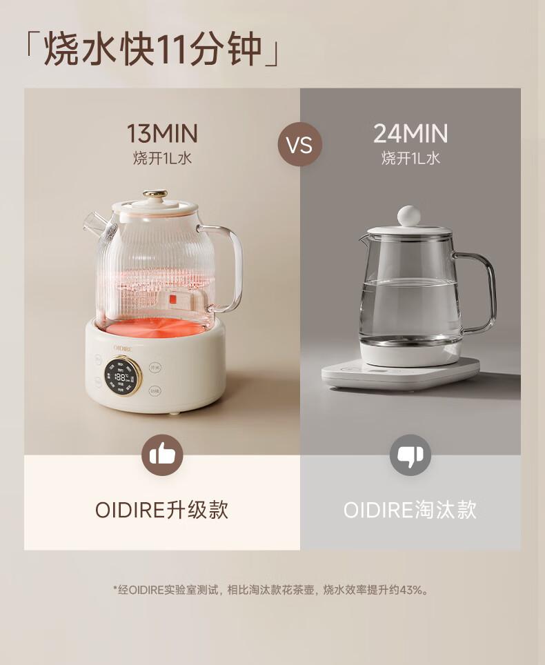 OIDIRE all glass health pot, flower tea pot, electric kettle, multifunctional intelligent kettle for office use