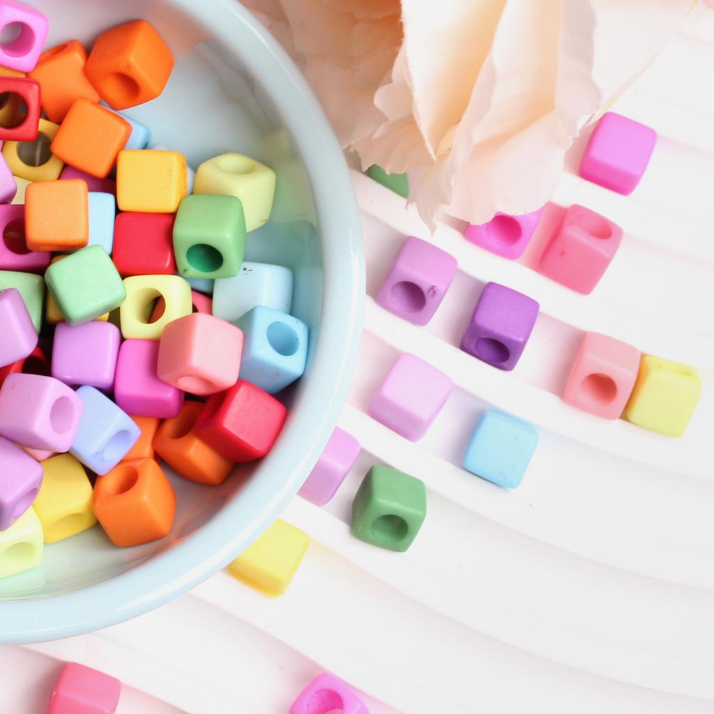 Акрил 200 шт. подвеска квадратное ожерелье браслет аксессуары 7 мм однотонные самодельные ювелирные изделия изготовление бусины россыпью бусины