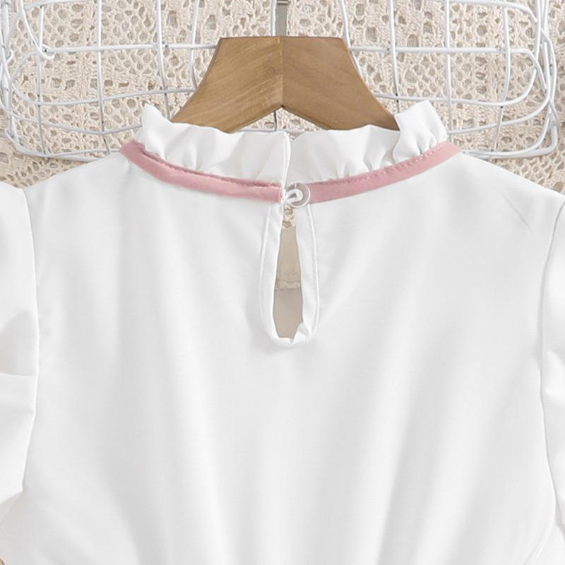 8-12Y Girls Dresses Pop Children's Summer New Foreign-style Fly Sleeve Dress Colour Temperament Pleated Skirt