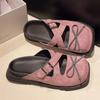Bow Women Slippers Flats Designer Mules Shoes Square Toe Woman Sandals 2025 Walking Flip Flops Summer Walking Chaussures Femme