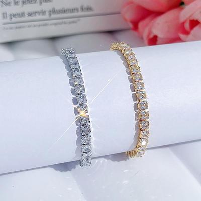 CMM Bling Bling с кубическим цирконием, европейские современные ювелирные изделия, подарок, золотой и серебристый цвет, теннисный браслет для женщин