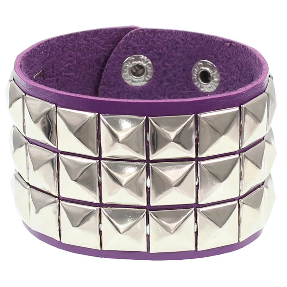 European & American Punk Street Style Rivet Bracelet: PU Leather Bangle