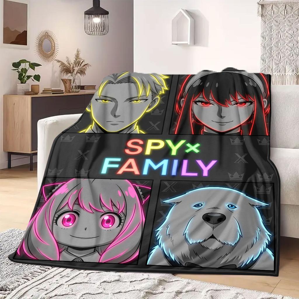 SpyxFamily Charming 2D Cartoon Flannel Blanket, Printed Pattern for Bed, Cozy Sofa Travel Nap Blanket_LIAN